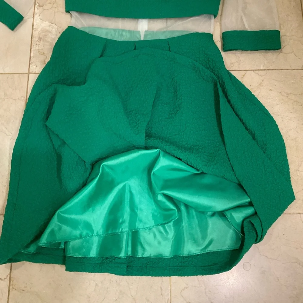 St Patrick Day Dress - Most Adorable Ever!  Green and White Sheer Fabric, Size 4 - Picture 15 of 15